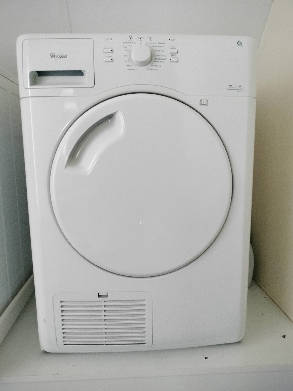 Wasdroger Whirlpool, Witgoed en Apparatuur, Ophalen, 6 tot 8 kg, Gebruikt, Voorlader