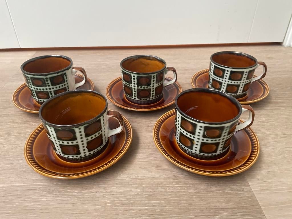 Vintage Boch Bernadette Kopjes en Schotels (5 stuks), Ophalen of Verzenden