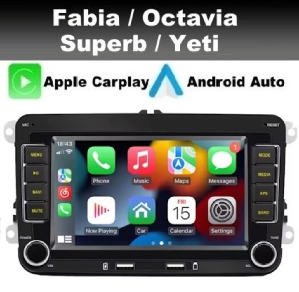 Skoda Fabia Yeti Octavia navigatie android 13 dab+ carplay, Ophalen of Verzenden, Nieuw