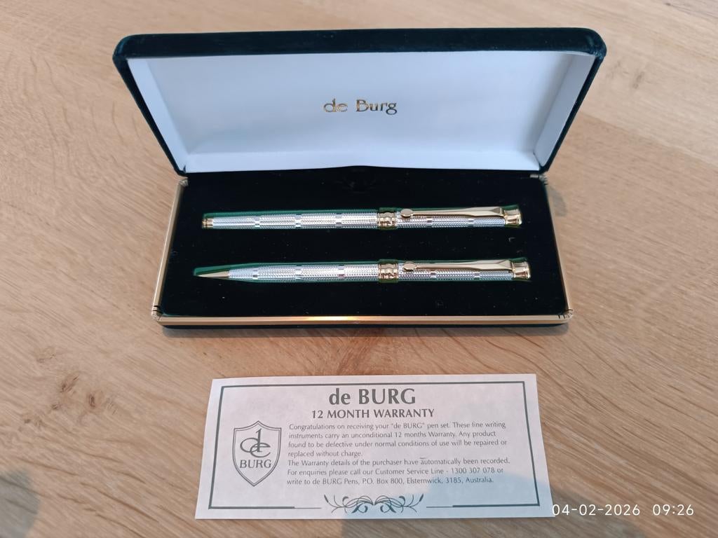 Pennen set van " de Burg"  zilver/goud, Ophalen of Verzenden, Nieuw, Balpen, Overige merken