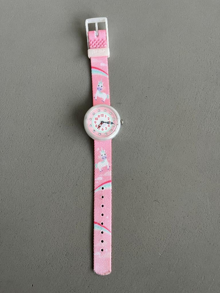 Horloge flik flak unicorn roze, Sieraden, Tassen en Uiterlijk, Horloges | Kinderen, Ophalen of Verzenden, Zo goed als nieuw, Roze