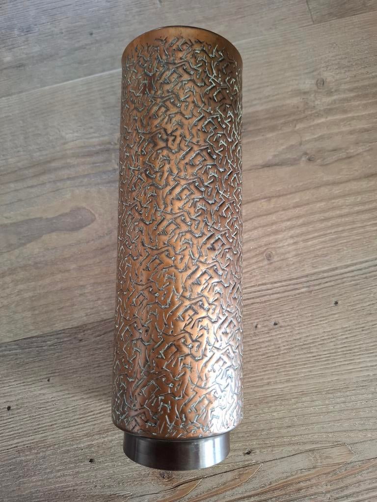 koperen vaasje van RIO TIEL, Gebruikt, Overige kleuren, Aardewerk of Porselein, Ophalen of Verzenden