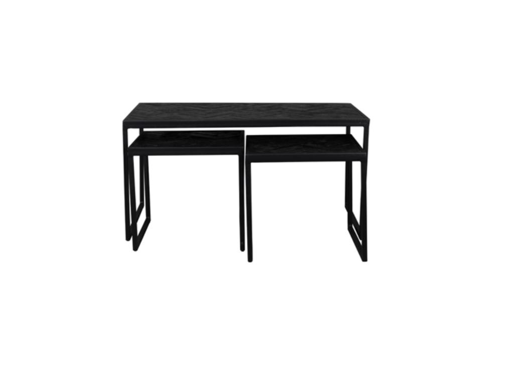Coffee Table Parker Set Of 3 Zwart | Van €249, nu, White Label Living, 50 tot 100 cm, White Label Living, Rond