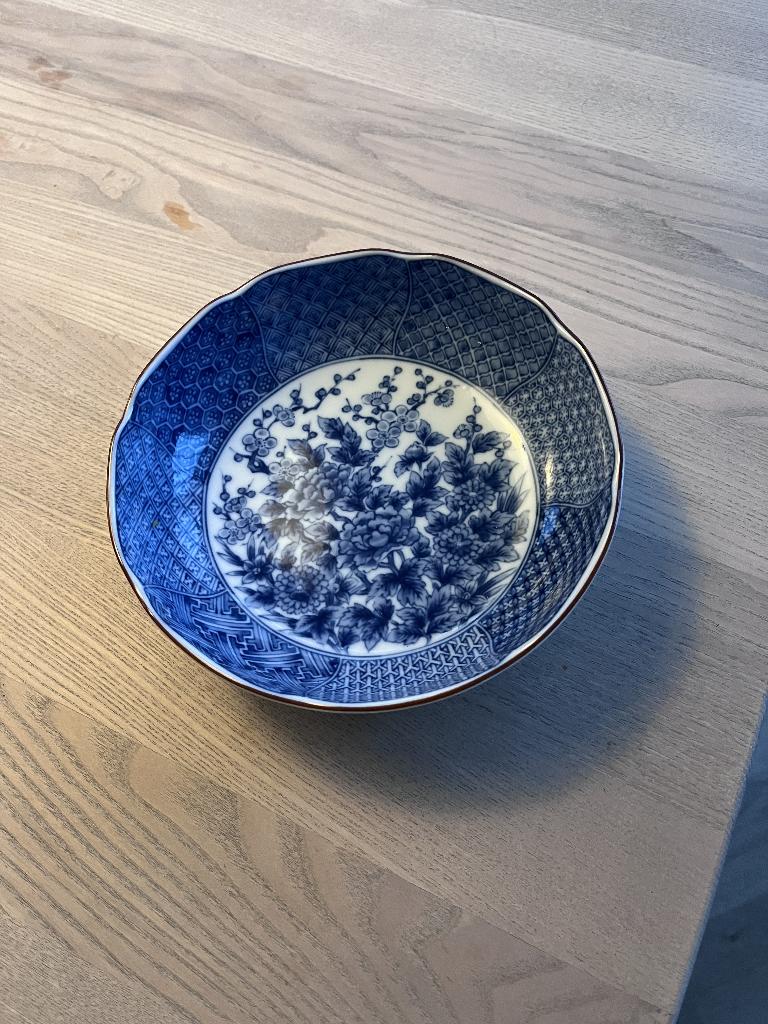Porseleinen handgeschilderd bord, Delftsblauw, Ophalen