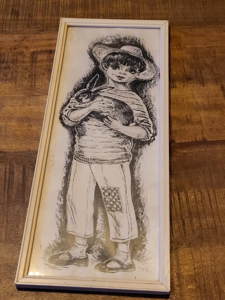 Prentje Jongen met Konijn - Ted, Antiek en Kunst, Ophalen of Verzenden