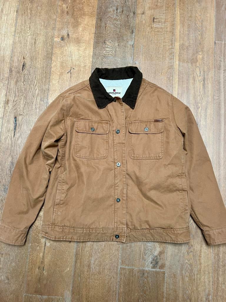 Vintage Woolrich Workwear Duck Sherpa Canvas Jack Bruin XL, Ophalen of Verzenden, Gedragen, Maat 56/58 (XL), Bruin