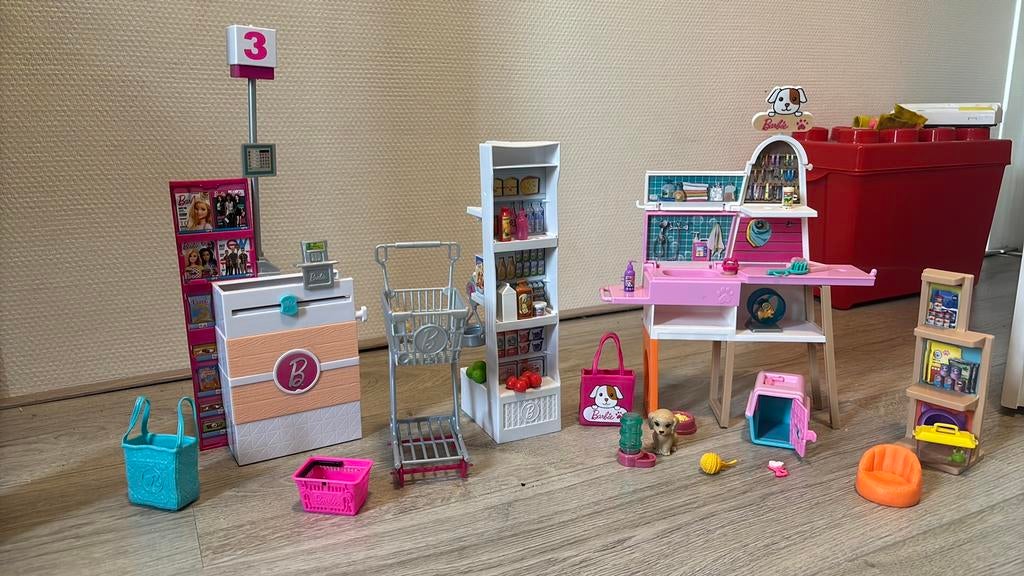 Barbie Supermarkt en dierenwinkel speelsets, Ophalen of Verzenden, Zo goed als nieuw, Barbie