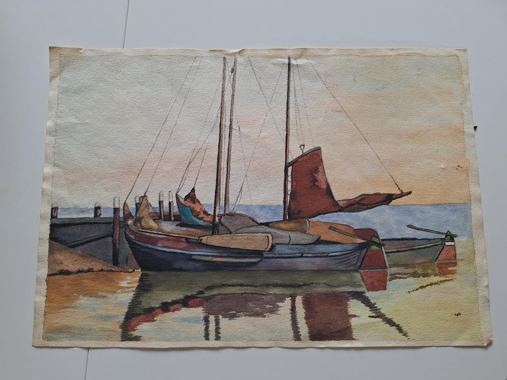 Aquarel van een Botter, Ophalen