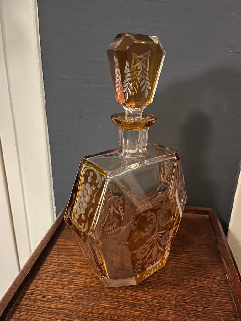 Art Deco Bohemian glas karaf, Ophalen