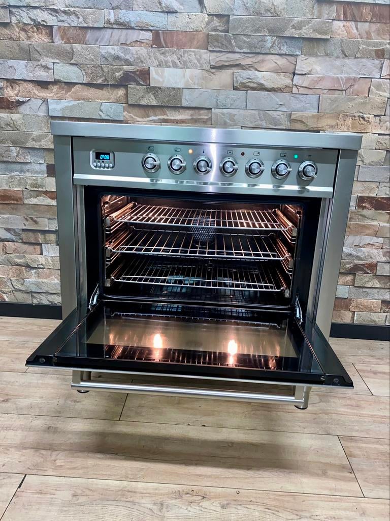 Luxe Boretti INDUCTIE Fornuis met 5 zones RVS 90 cm, Witgoed en Apparatuur, Fornuizen, 60 cm of meer, Ophalen of Verzenden, Zo goed als nieuw