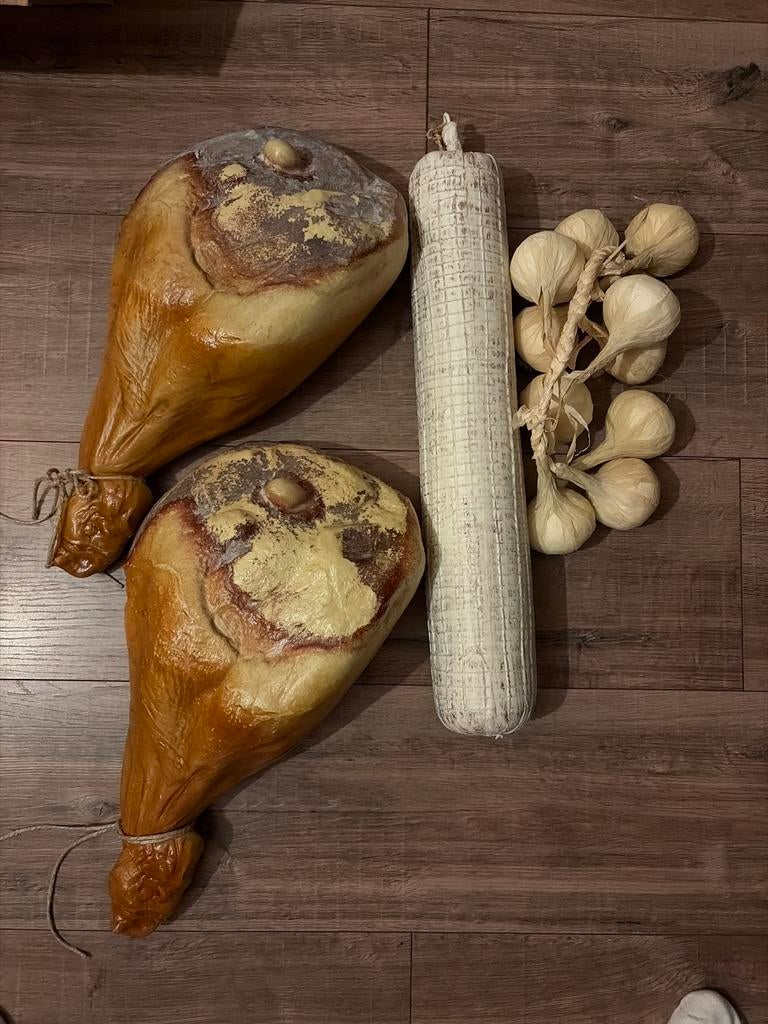 Italiaanse decoratie: Parma ham, salami & knoflook, Ophalen of Verzenden, Zo goed als nieuw