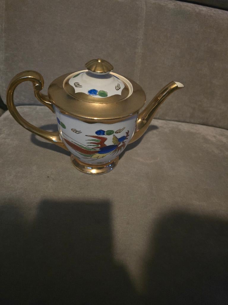 Chineze theepot en 3 kopjes draak en feniks jaren 50/60, Ophalen of Verzenden