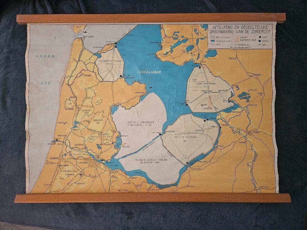 Landkaart Antiek Ijsselmeerpolder, Ophalen, Gebruikt