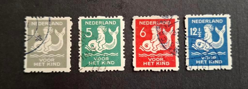 Nederland 1929 nvph R82-85 Vierzijdige hoekroltand, Ophalen of Verzenden, Gestempeld