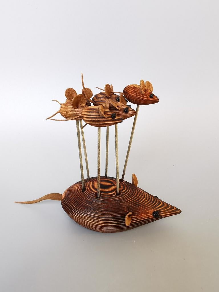 Retro Vintage houten cocktail prikkers set muisjes, Verzamelen, Poppenhuizen en Toebehoren, Verzenden, Zo goed als nieuw, Poppenhuis