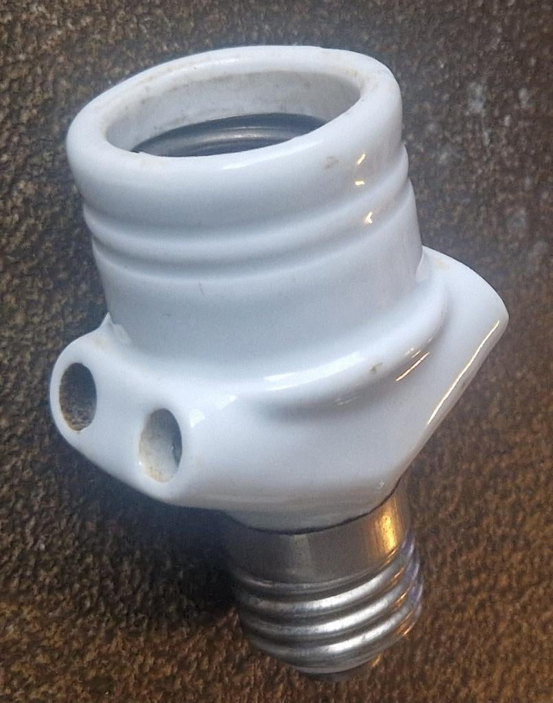 Vintage Porseleinen Lampfitting met Stroomdief, Ophalen of Verzenden, Gebruikt, Vintage