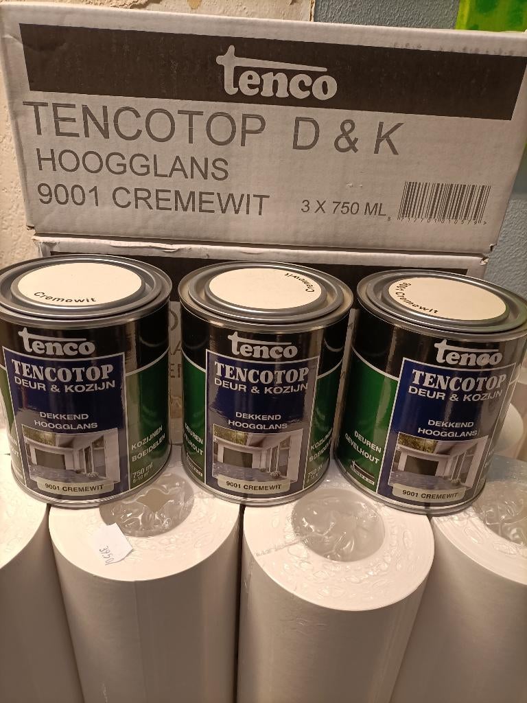 Partij 60 blikken Tenco Tencotop - Cremewit Ral 9001, Ophalen, Wit, Nieuw, Lak