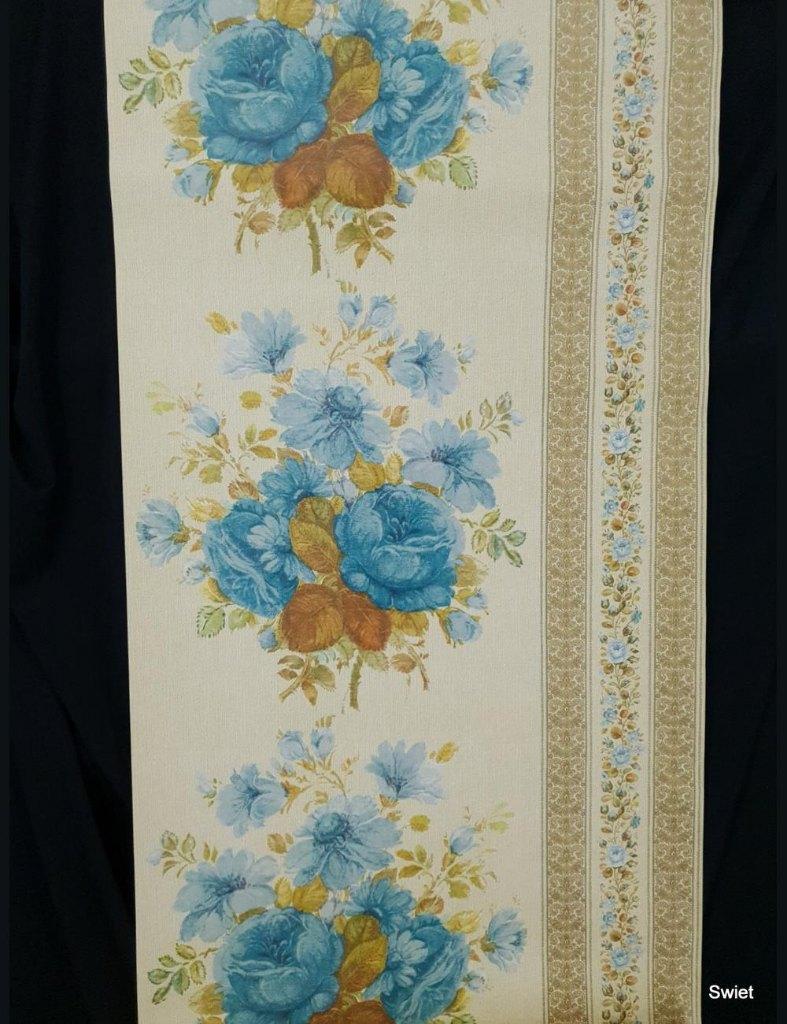 14012 retro bloemen streep cottage vintage oud behang swiet, Ophalen of Verzenden, 50 tot 75 m², Beige