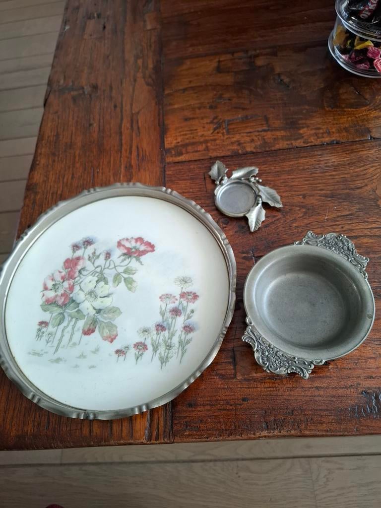 Tinnen Schalen en Onderzetter Set, Antiek en Kunst, Antiek | Tin, Ophalen