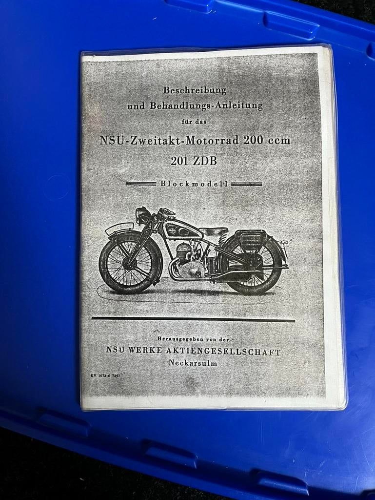 Vintage Handleiding NSU 201 ZDB gekopieerd, Motoren, Handleidingen en Instructieboekjes, Ophalen of Verzenden, Overige merken