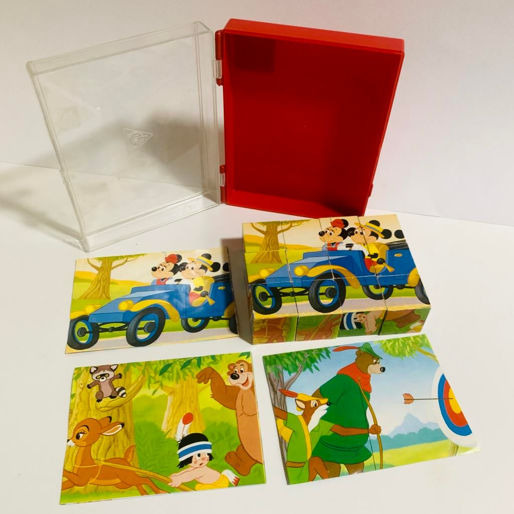 Vintage Disney houten Puzzelblokken blokjes puzzel, Verzamelen, Disney, Ophalen of Verzenden, Donald Duck, Gebruikt, Overige typen