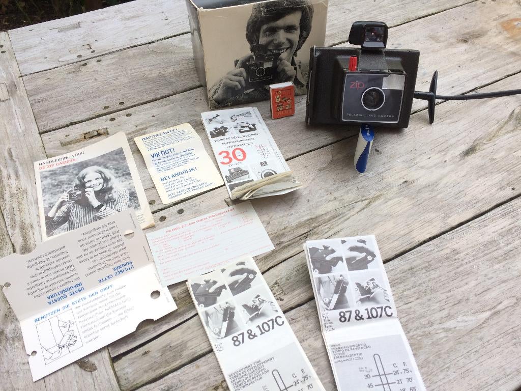 Vintage Polaroid Land Camera ZIP originele doos & papieren, Audio, Tv en Foto, Fotocamera's Analoog, Zo goed als nieuw, Polaroid