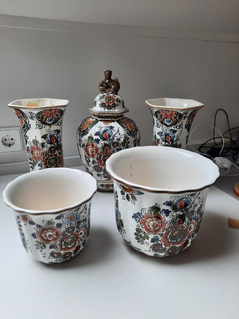 Delftsblauwe Flora keramiek set van vazen en potten, Ophalen