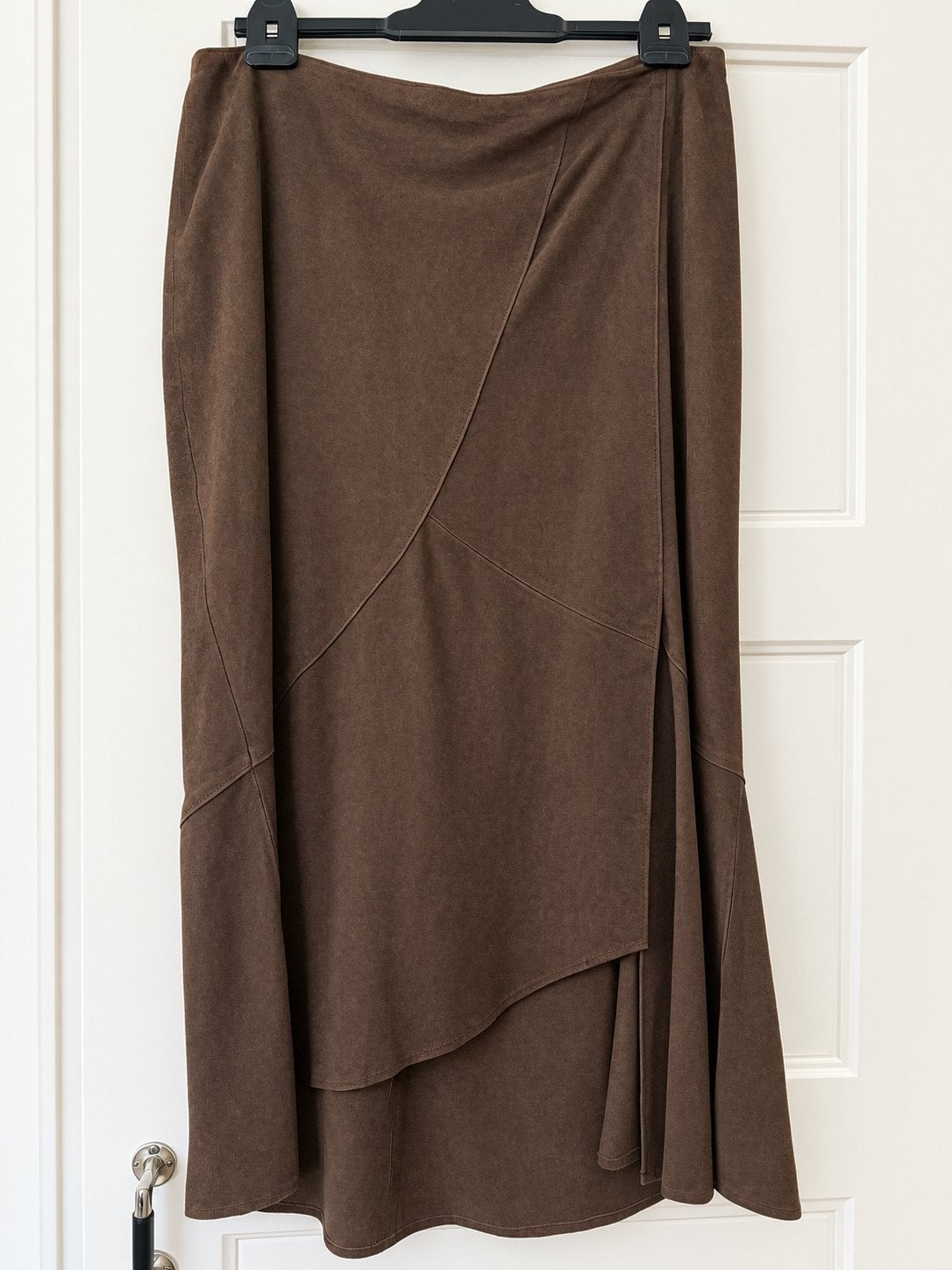 Rok van suèdeleer maat 40, Kleding | Dames, Ophalen of Verzenden, Zo goed als nieuw, Bruin, Onder de knie
