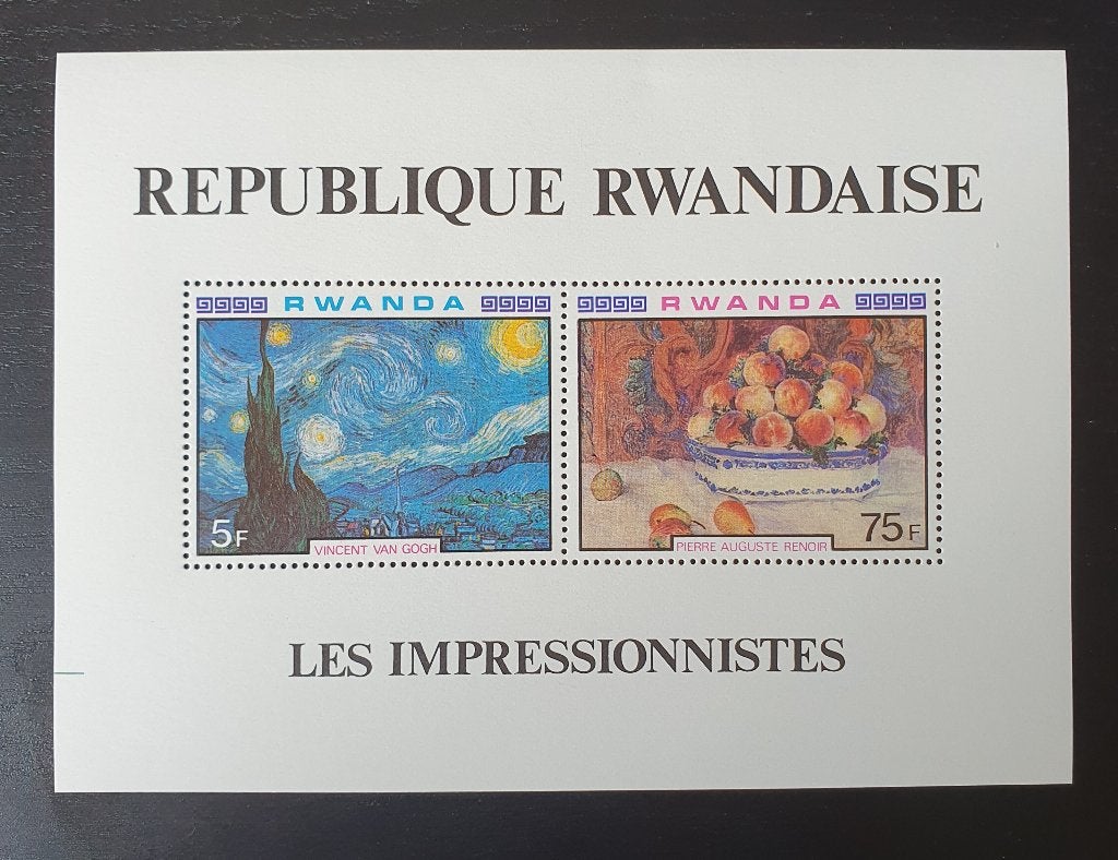Rwanda 1980 Van Gogh Renoir Schilderij Kunst Michel blok 91, Postzegels en Munten, Verzenden, Overige landen, Postfris