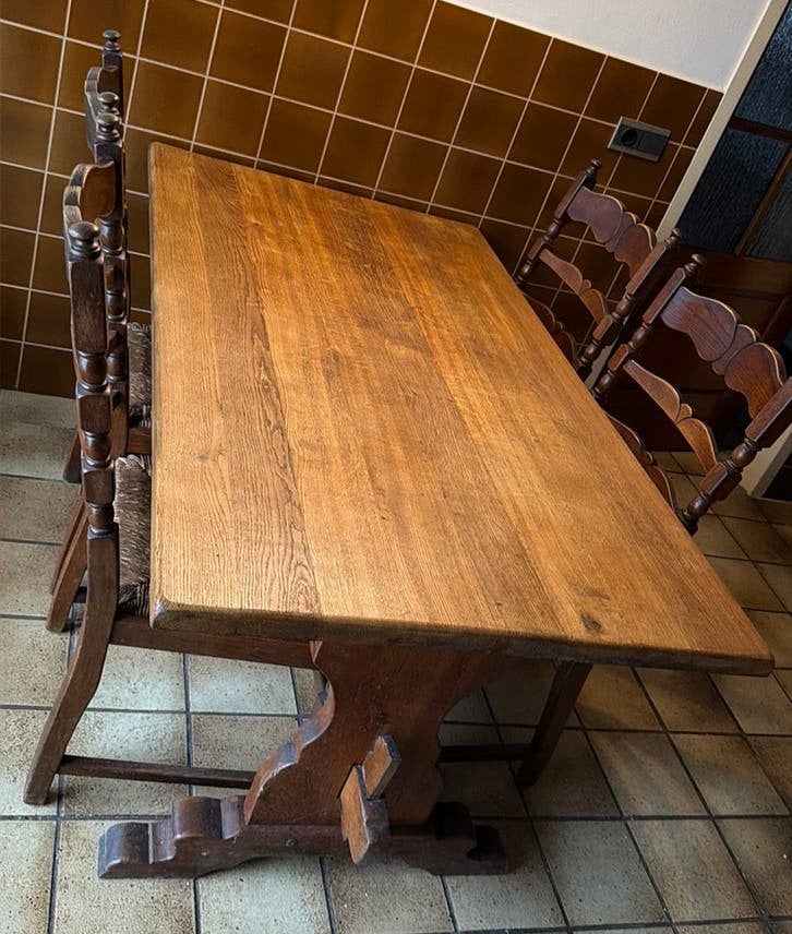 Vintage Eethoek, Ophalen, Gebruikt, Vintsge - Frans Eiken, 4 tot 6 stoelen