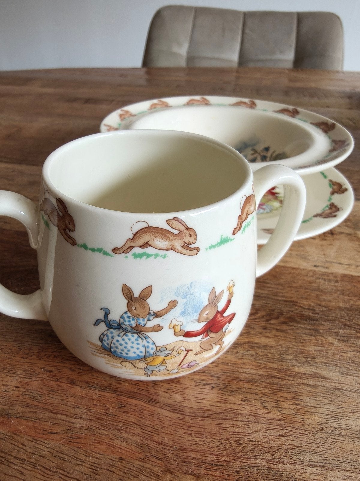 Bunnykins servies set: bord, kom en beker, Ophalen of Verzenden