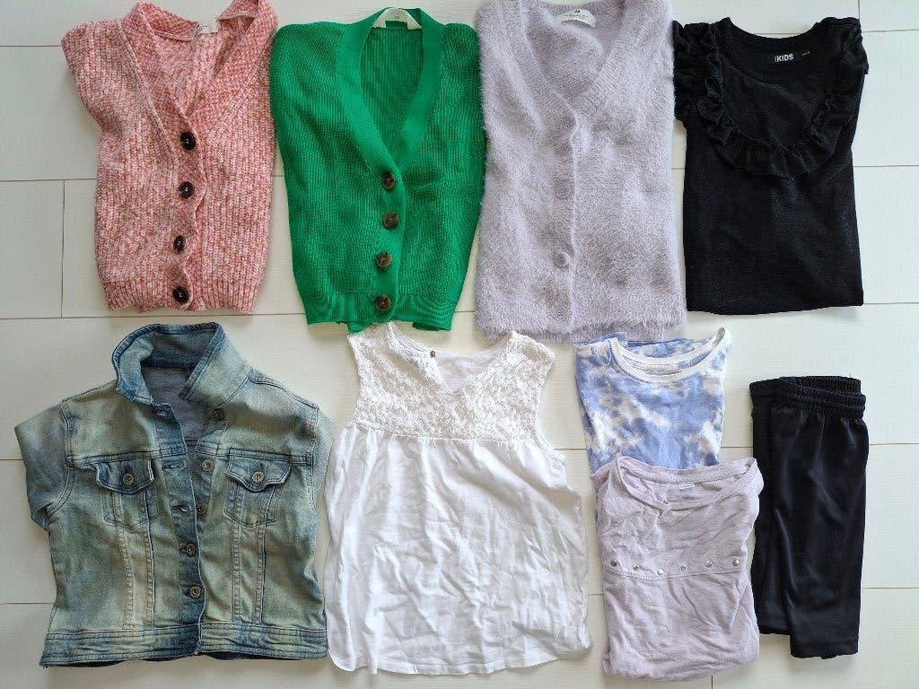 partij meisjes kleding 134/140 9 stuks 25,- incl spijkerjas, Ophalen of Verzenden, Zo goed als nieuw, Meisje, Jurk of Rok
