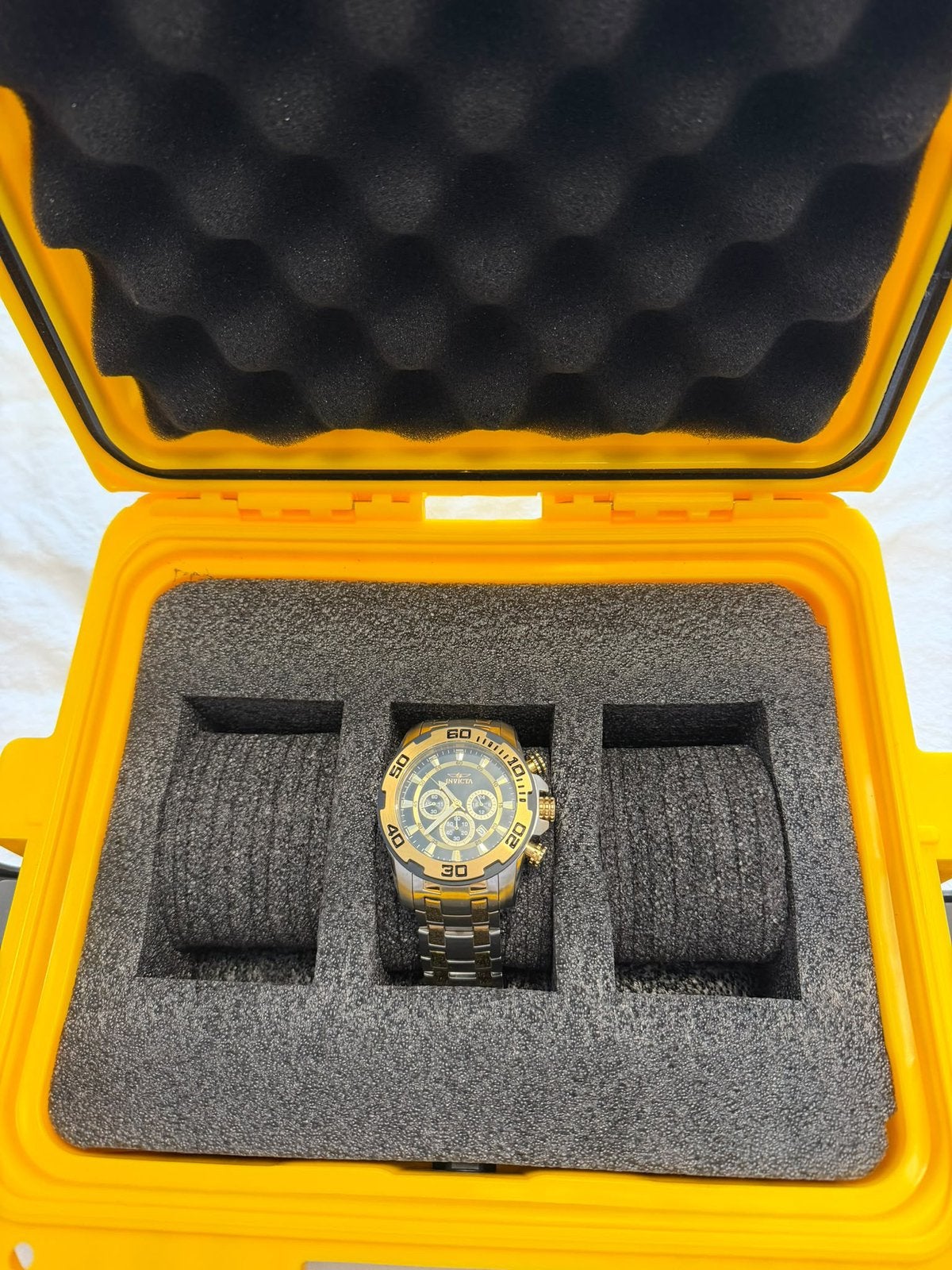 Invicta Pro Diver 22322 chronograaf 50 mm + gele koffer, Staal, Staal, Polshorloge, Nieuw