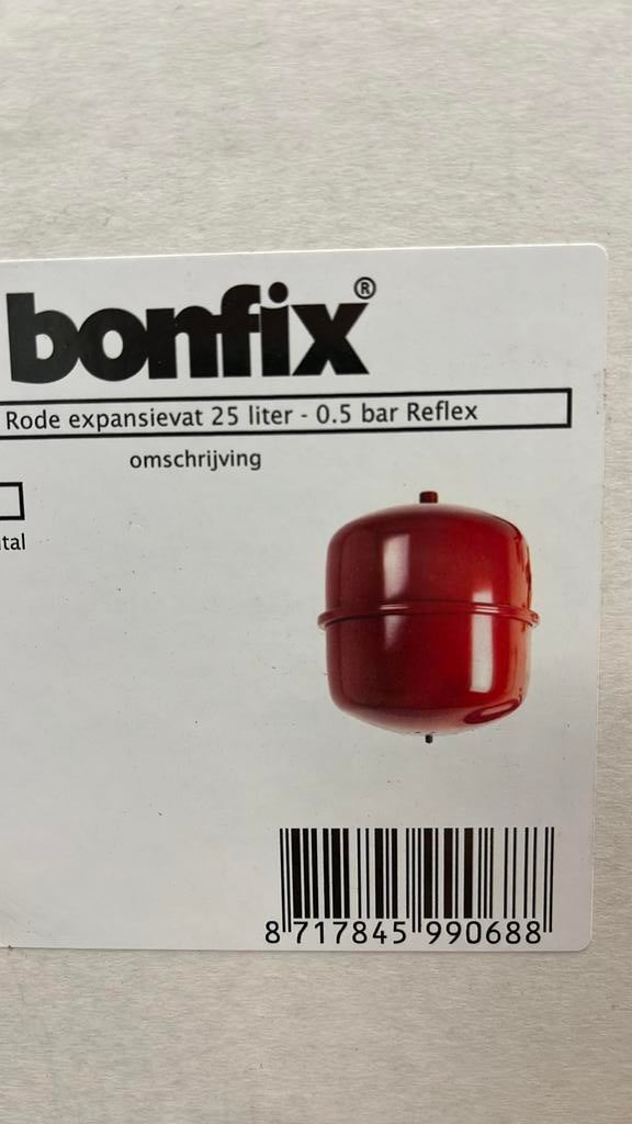 Bonfix Reflex expansievat 25 liter 0,5 bar - Nieuw in doos, Ophalen of Verzenden, Nieuw, Overige typen