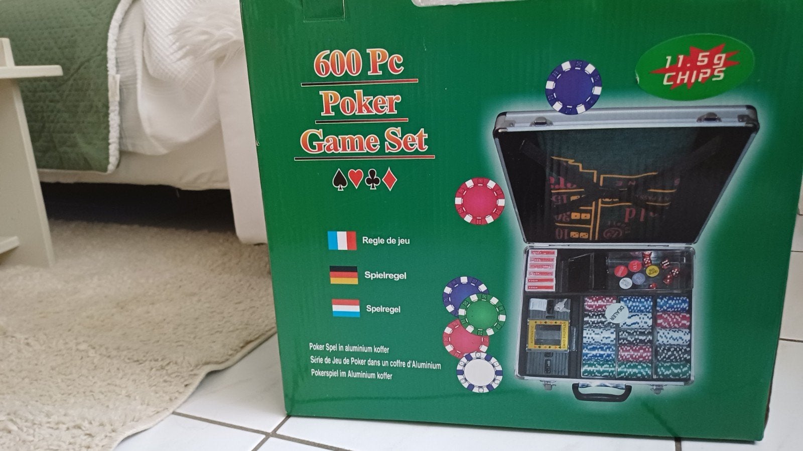 600-delige Poker Game Set in Aluminium Koffer, Vijf spelers of meer, Ophalen, Nieuw, Onbekend