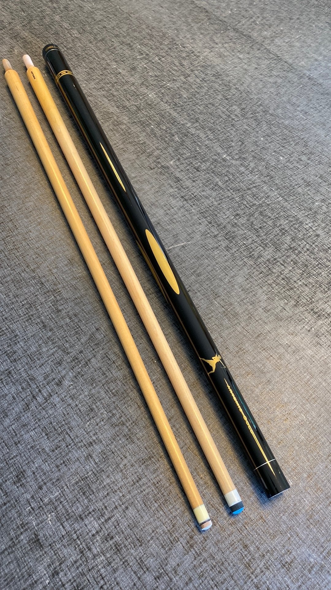 Biljartkeu Artemis Gold met twee toppen, Ophalen of Verzenden, Zo goed als nieuw, Keu of Ballen