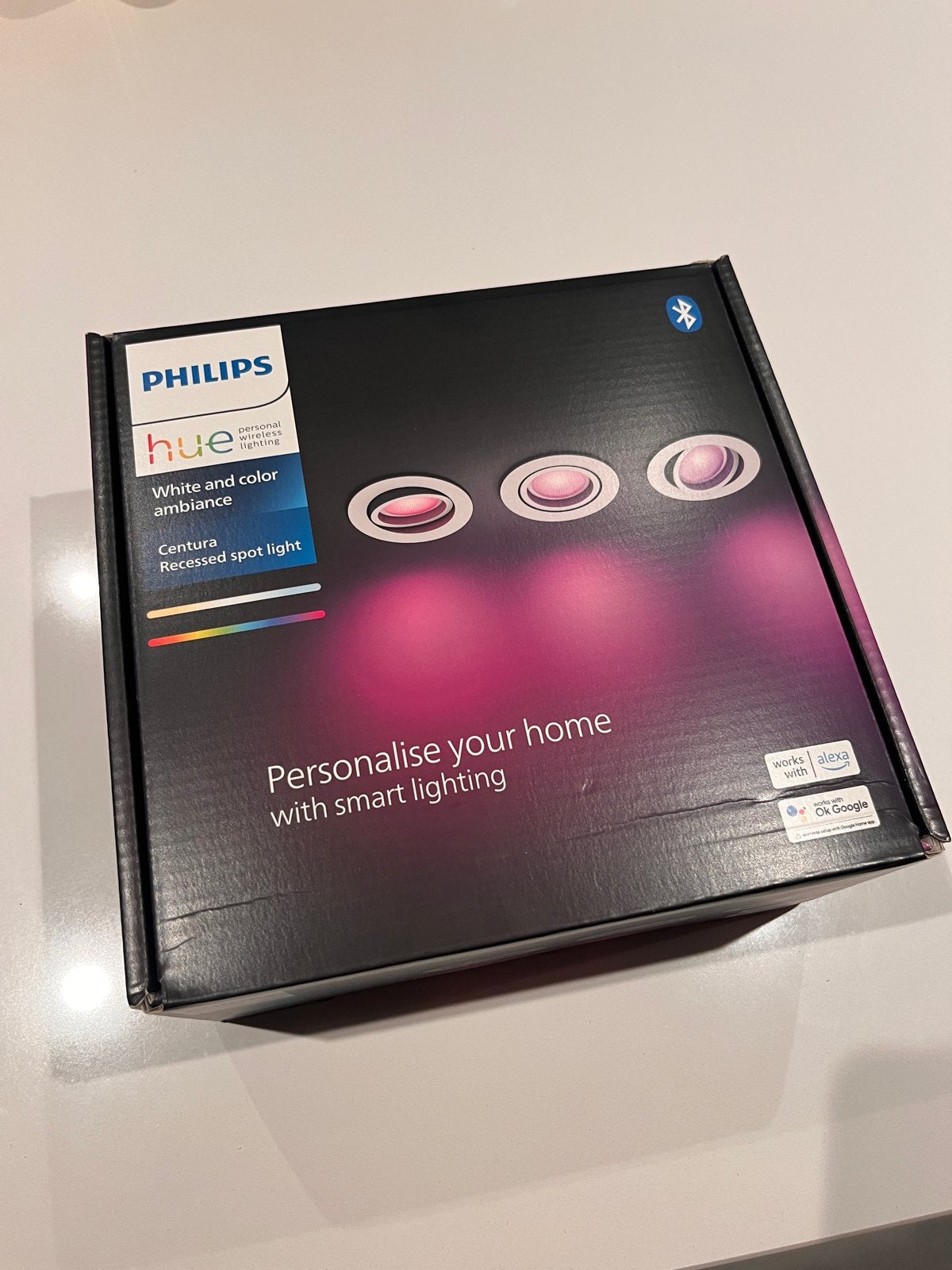 Philips Hue Centura Inbouwspot - White & Color Ambiance, Huis en Inrichting, Lampen | Spots, Nieuw, Plafondspot of Wandspot, Metaal of Aluminium
