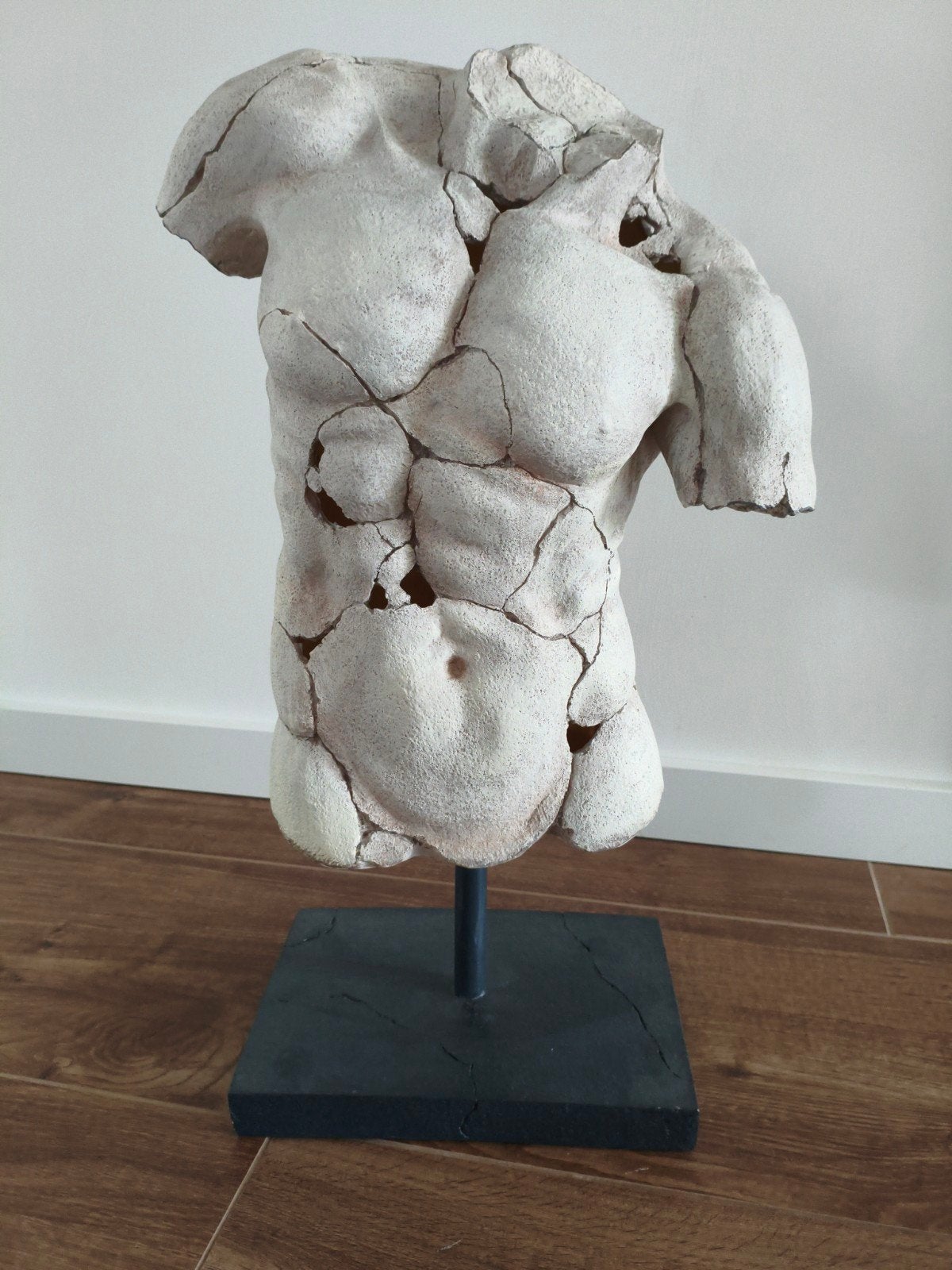 Decoratieve Buste Torso Beeld - Gebroken Look, Buste, Beige, Man, 50 - 100 cm
