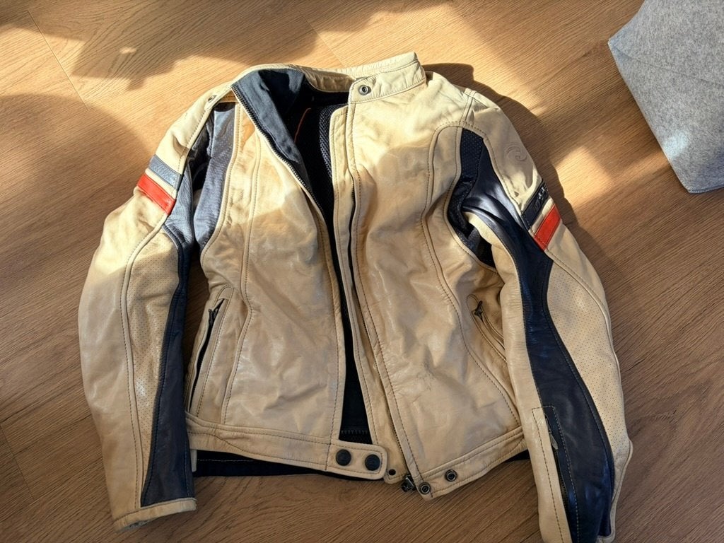 Held leren beige/zwart motorjas, Held, Jas | leer, Ophalen of Verzenden, Dames