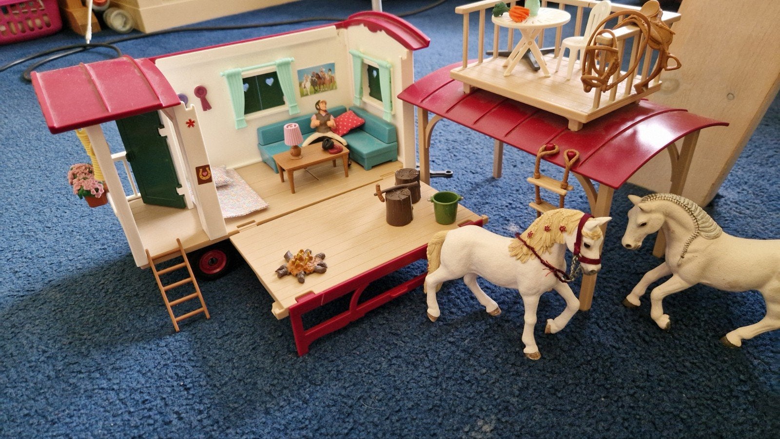 schleich woonwagen, Ophalen of Verzenden, Gebruikt, Paard, Beeldje of Figuurtje
