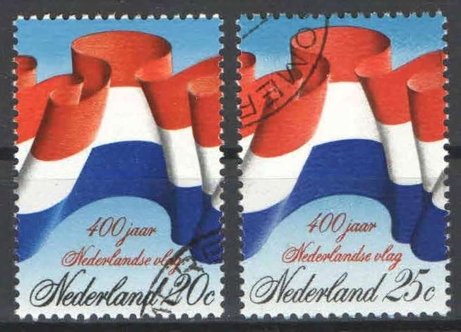 Nederland NVPH nr 1010/1 gestempeld Nederlandse vlag 1972, Ophalen of Verzenden, Na 1940, Gestempeld
