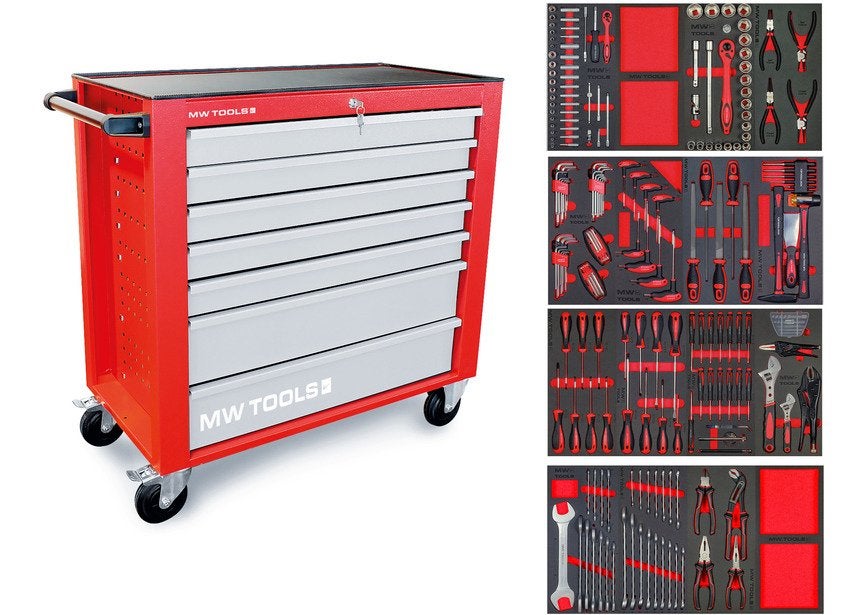 Gevulde gereedschapswagen STARTER 212-delig MW Tools, Ophalen, Nieuw