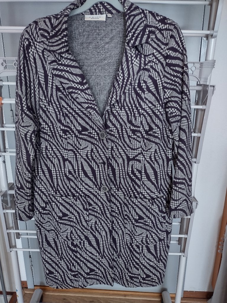 lang  vest jas, mt. XXL/46, zwart/wit/grijs/aubergine, zgan., Meerkleurig, Maat 46/48 (XL) of groter, Ophalen of Verzenden, Zo goed als nieuw