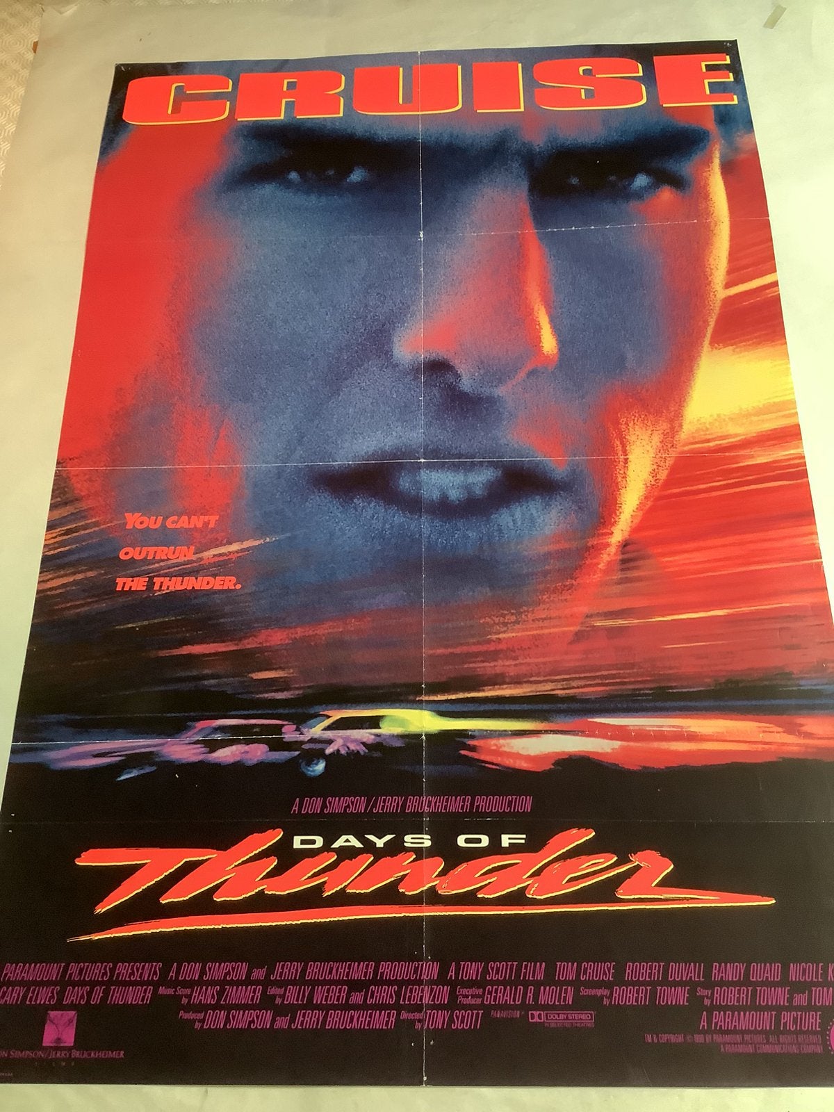 DAY'S OF THUNDER   USA FILMPOSTER   68,5-101,5 cm, Verzamelen, Verzenden, Zo goed als nieuw, Deurposter of groter, Film en Tv