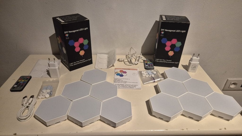 DIY Hexagon LED Wandlampen – Set van 6 panelen (Nieuw!), Huis en Inrichting, Kunststof, Indirect licht, Ophalen of Verzenden, Wandlamp