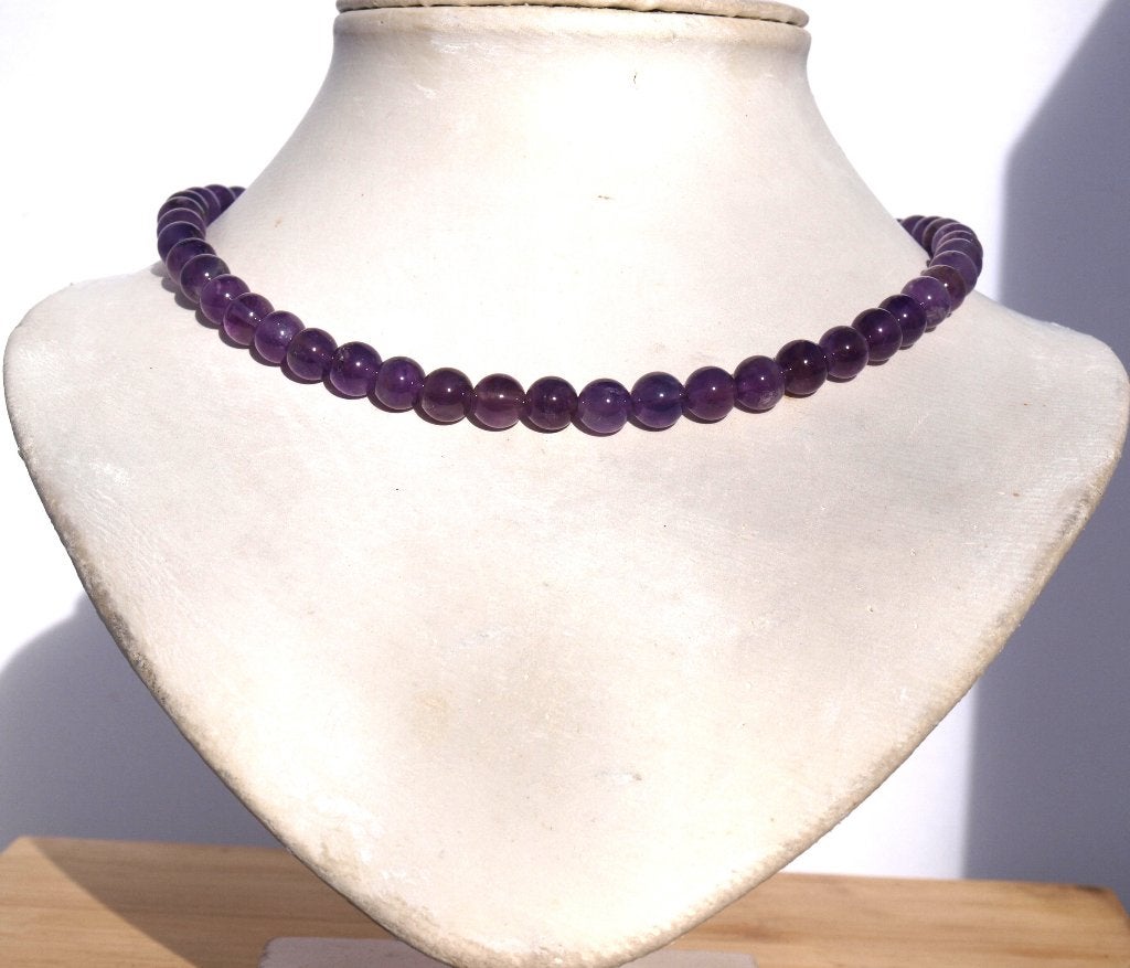 ketting van natuurlijke 8 mm kralen amethist  44 cm lang, Sieraden, Tassen en Uiterlijk, Kettingen, Ophalen of Verzenden, Nieuw