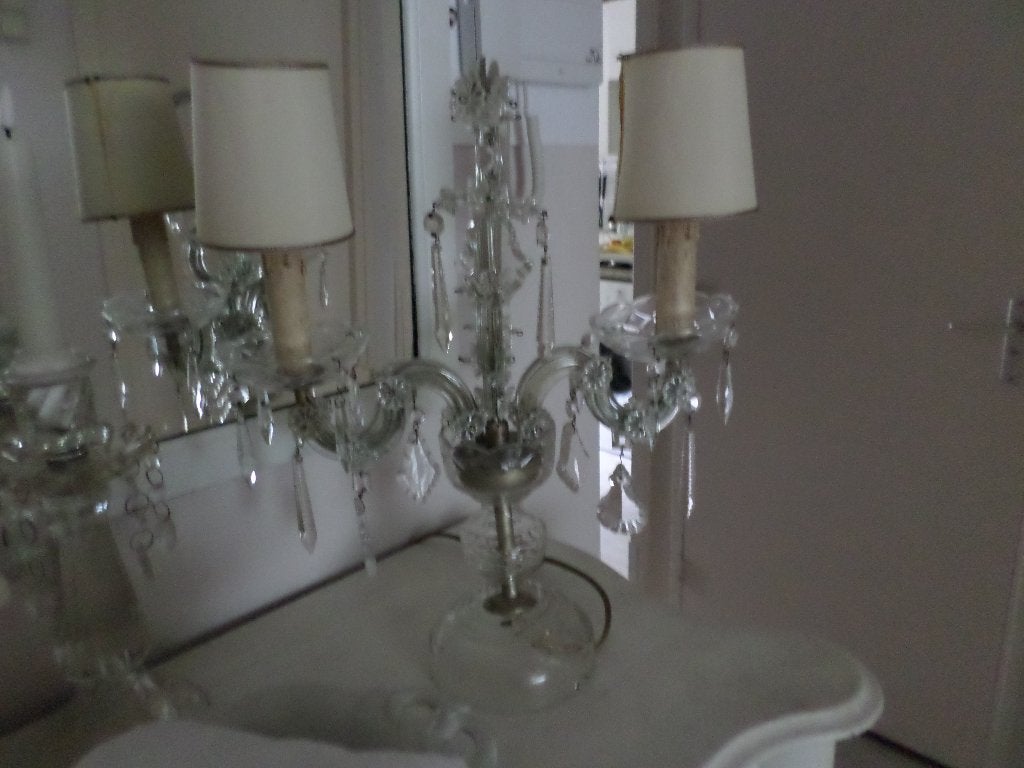 brocante lamp met pegels, Ophalen of Verzenden