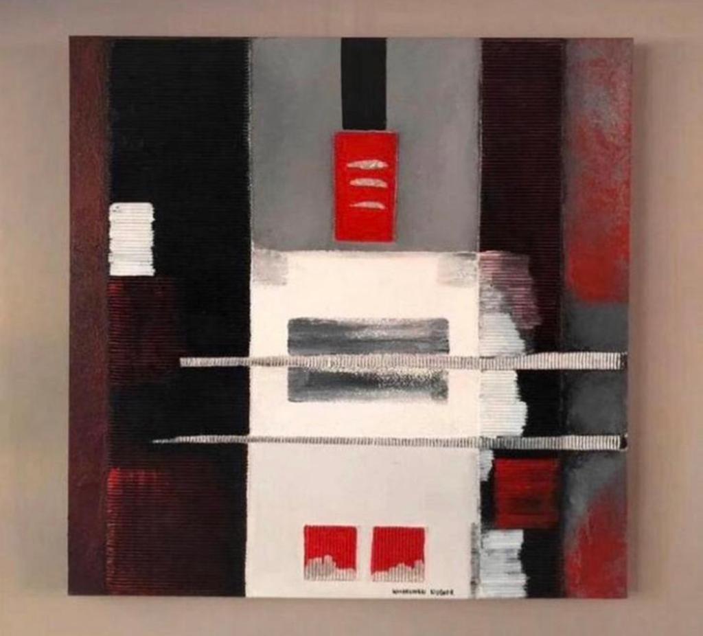 Abstract schilderij van Wilhelmien Nijboer (100x100 cm), Ophalen