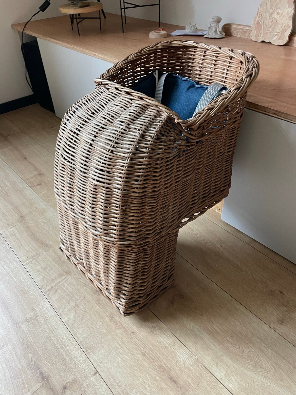 Antieke Rotan fietsmand voor kinderen of huisdieren, Ophalen, Achterzitje, 0 t/m 13 kg, Gebruikt