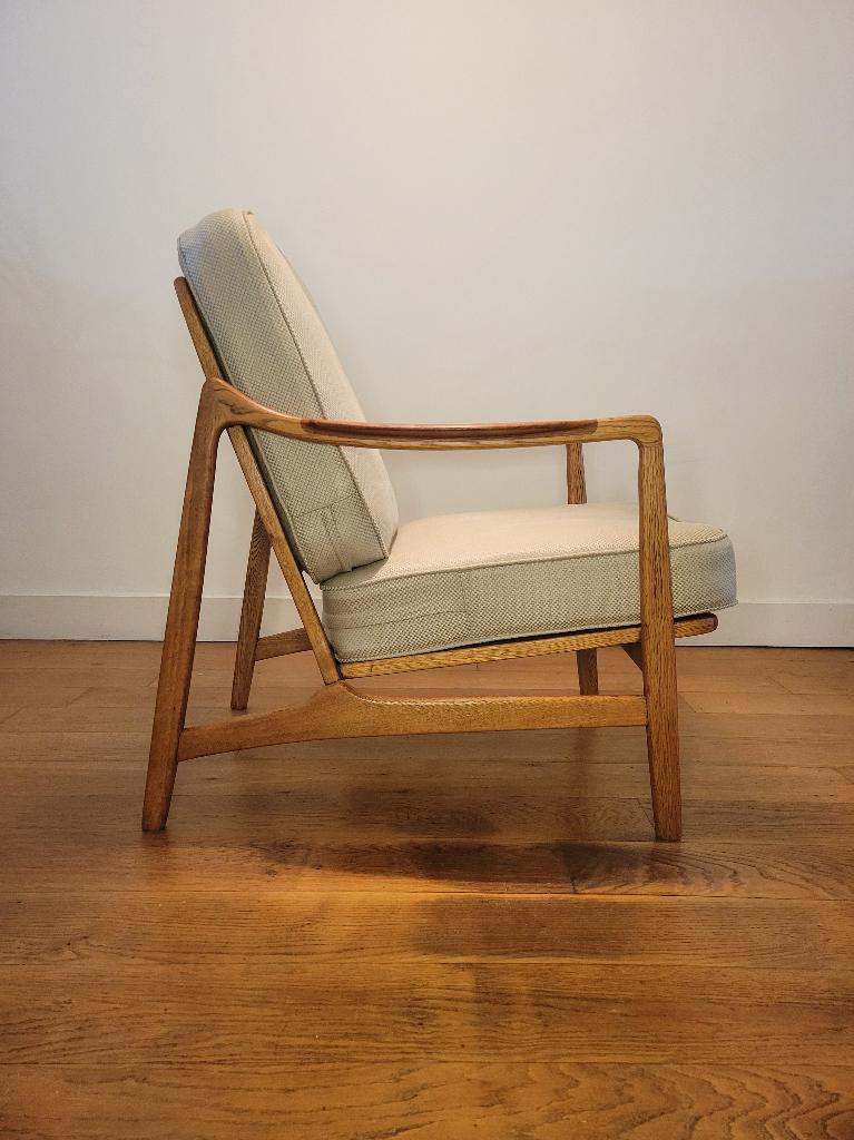 Fauteuil van Tove & Edvard Kindt Larsen voor France & Son, Huis en Inrichting, Ophalen, Gebruikt, 75 tot 100 cm, Stof